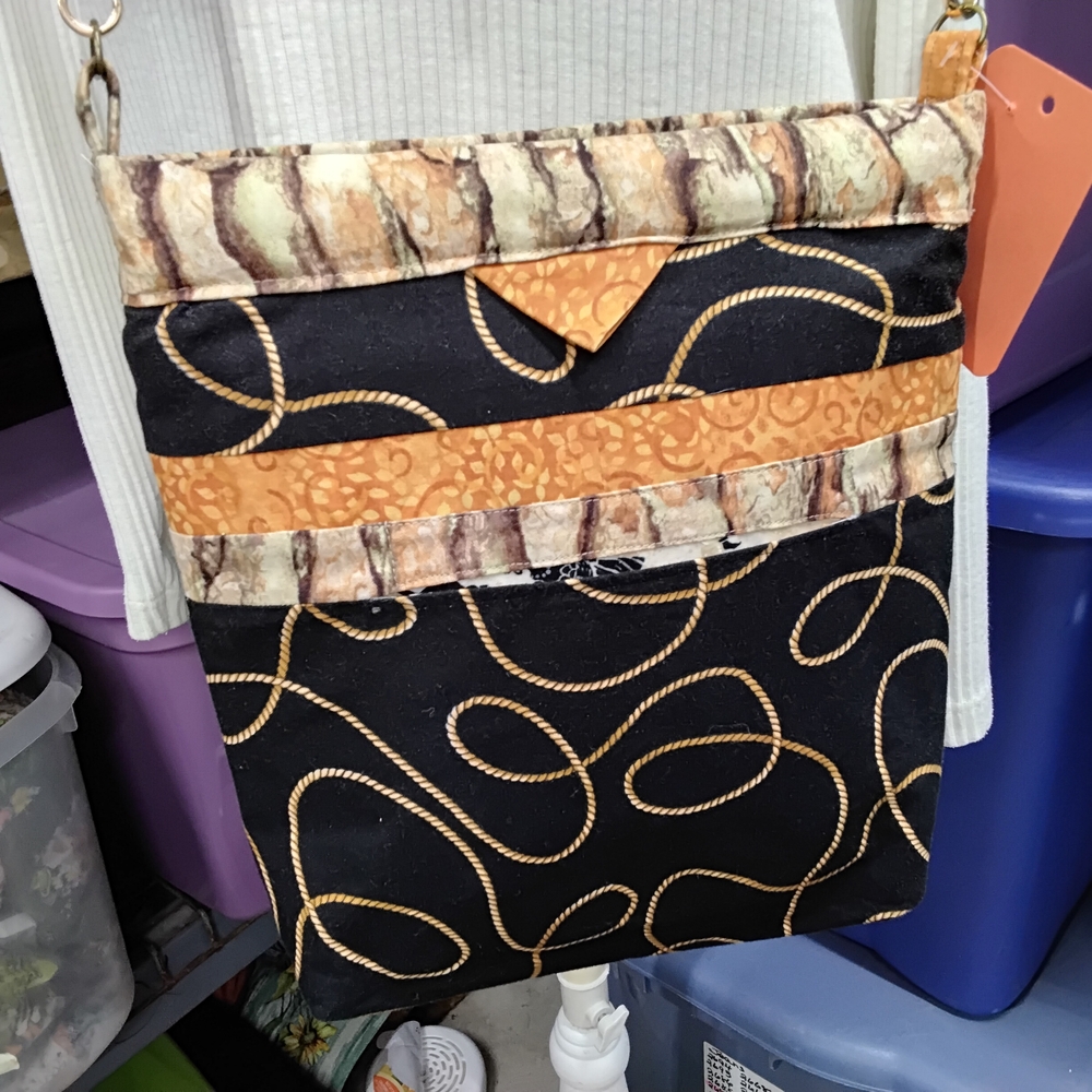 Elegant Black and Orange Crossbody Bag - Picture 1 of 5